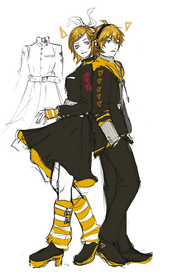 Coloured full body sketch (2 characters) - Vocaloid fanart